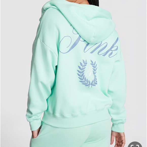 NEW VS PINK SET EVERYDAY FLEECE RELAXED SWEATSUIT SET SIZE LARGE IN OPIC BLUE - Picture 2 of 9